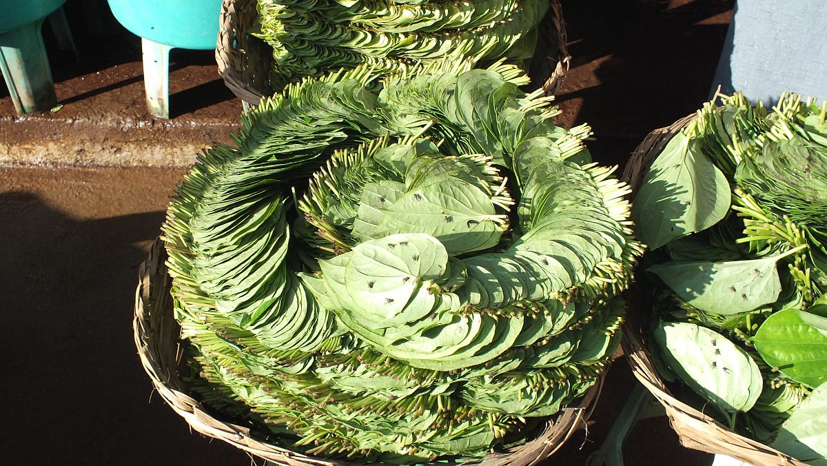 Shan-Markt in Aungban- Blätter für Cheroot-Zigaretten