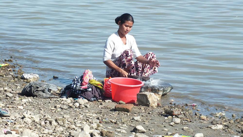 Waschtag am Irrawaddy