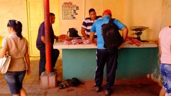 Markt in Sancti Spiritus- Fleischer mit Katzen