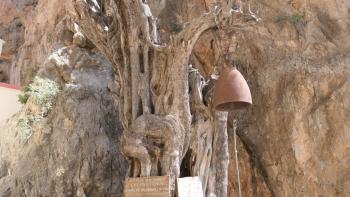 die Glocke von Agios Antonios hängt passenderweise in einem Olivenbaum