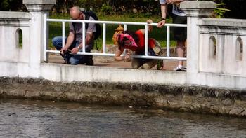 russische Touristin füttert laufstark Fische "Ribui Rubui, nu daway..."