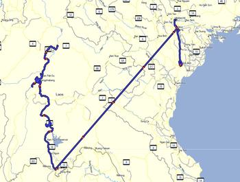 Route Hanoi - Laos