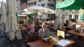 Abendessen in Chur mit Gerichten, deren Namen wir uns nicht merken konnten. Waren es Pizokels?? So ähnlich jedenfalls.