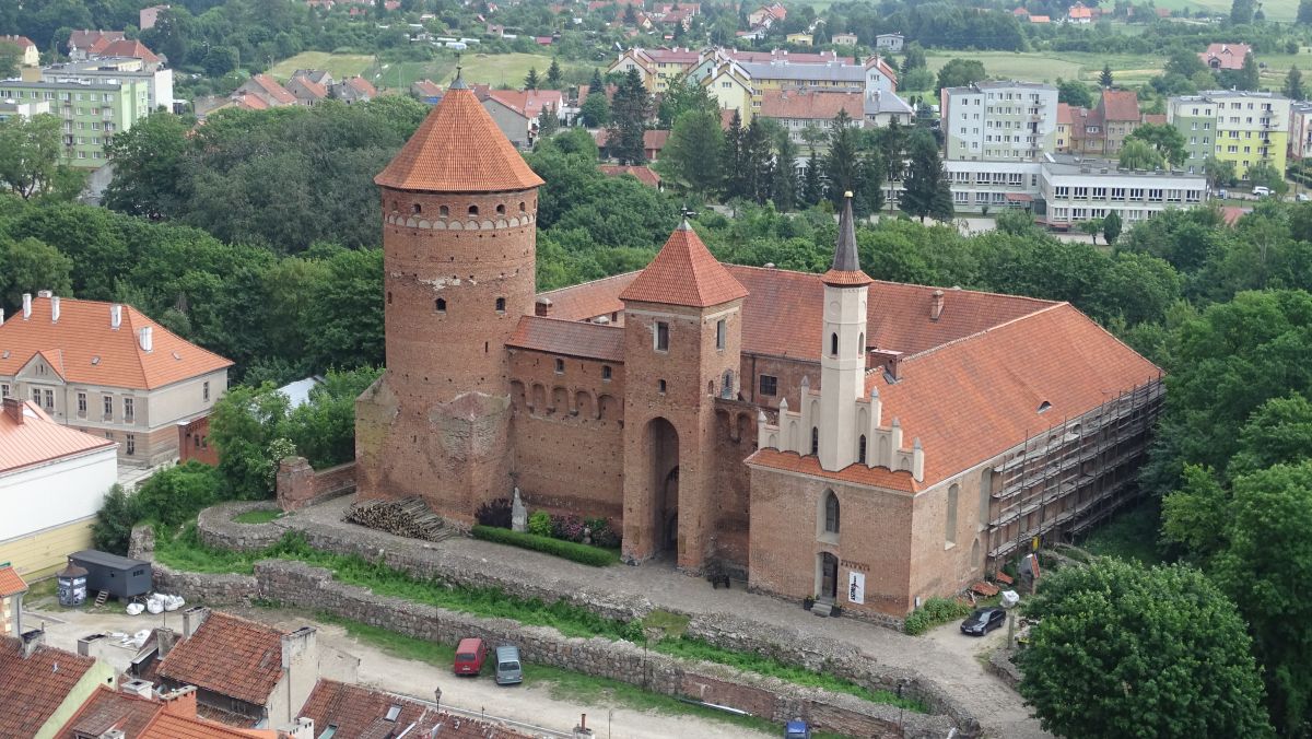 Blick von Kirchturm auf Rößel und ehemalige Ordensburg