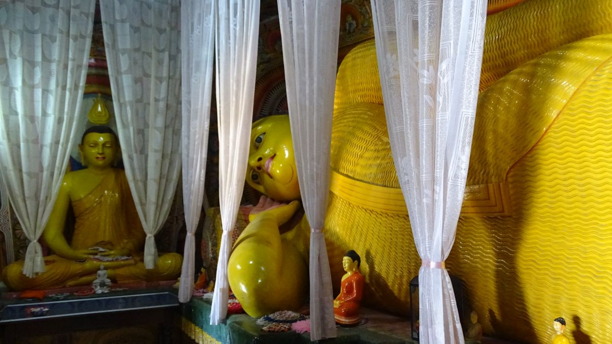 Buddha gardinenverhangen, schwierig zu fotografieren
