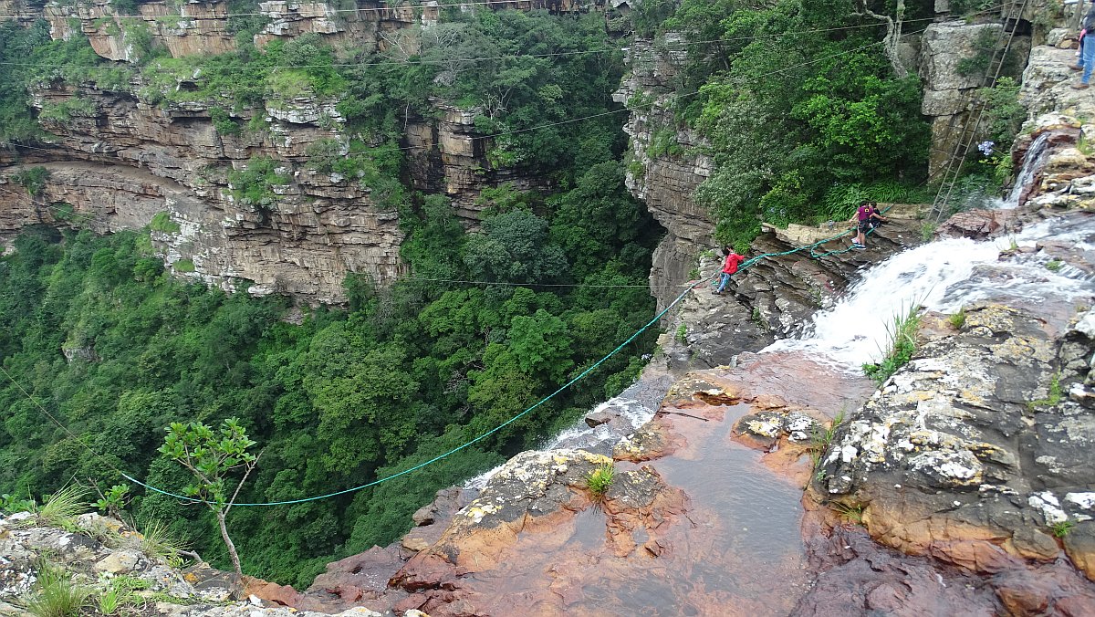 wieder zurück am Hotel, Lehr-Wasserfall mit der "Gorge Swing", der zweithöchsten Schaukel der Welt