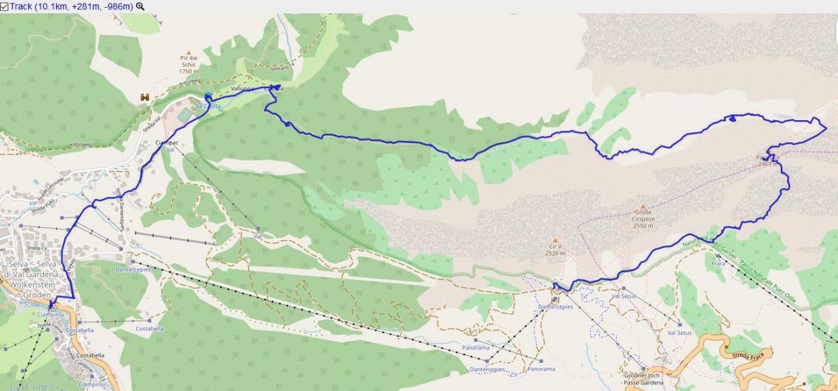 Wegaufzeichnung der ersten Wanderung