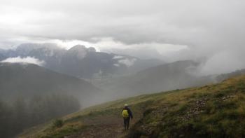 Abstieg mit Gewitter