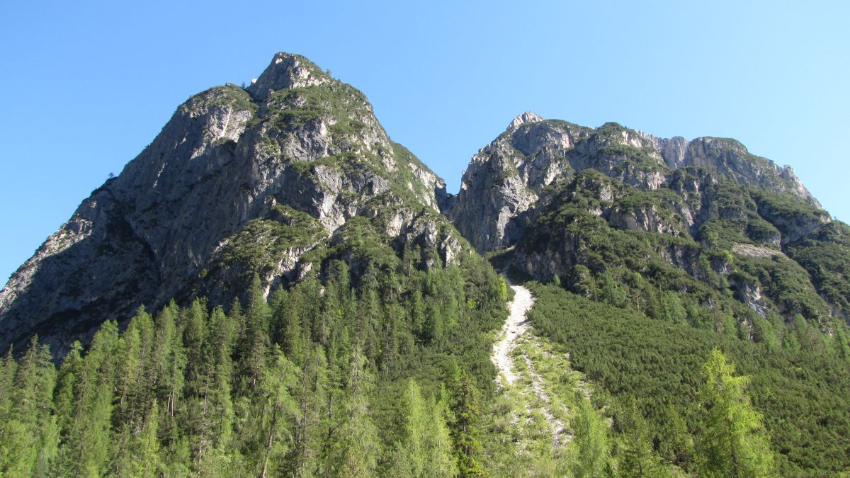 Blick hinauf, da oben waren wir!